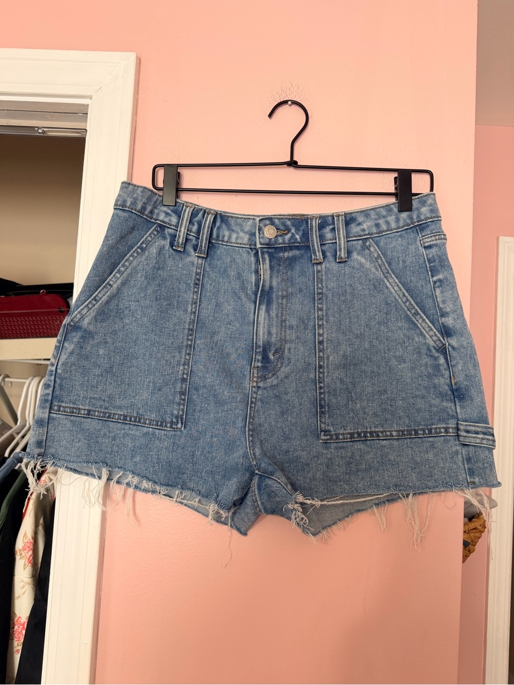 wild fable Light Blue Denim Frayed Hem Shorts